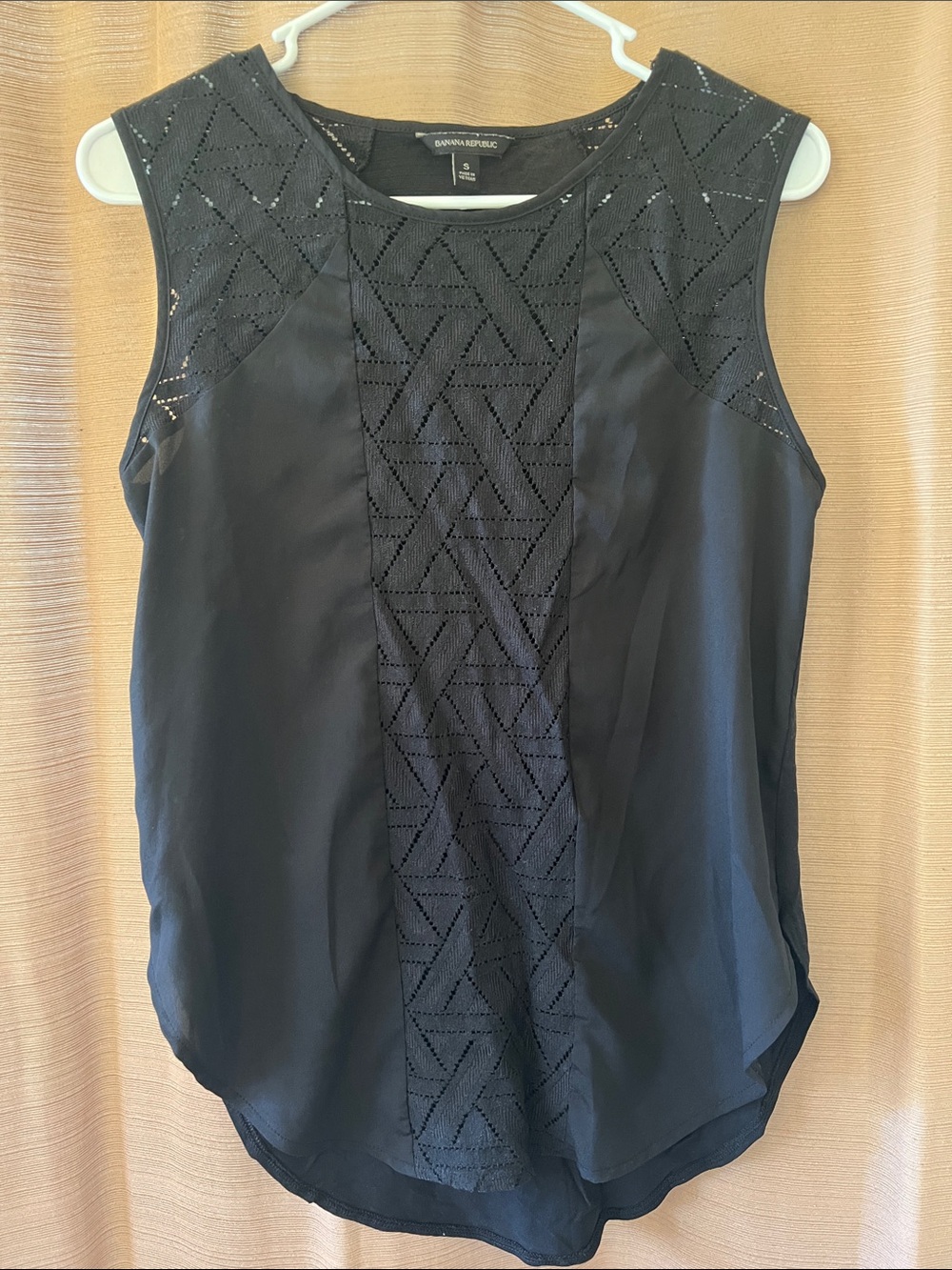 Banana Republic Black Lace-Panel Sleeveless Shell Top